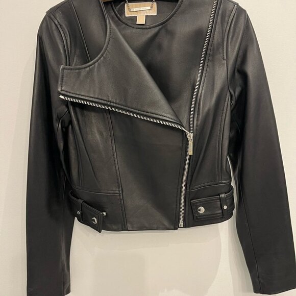 NEW never worn Michael kors leather biker jacket new size small - Picture 2 of 10